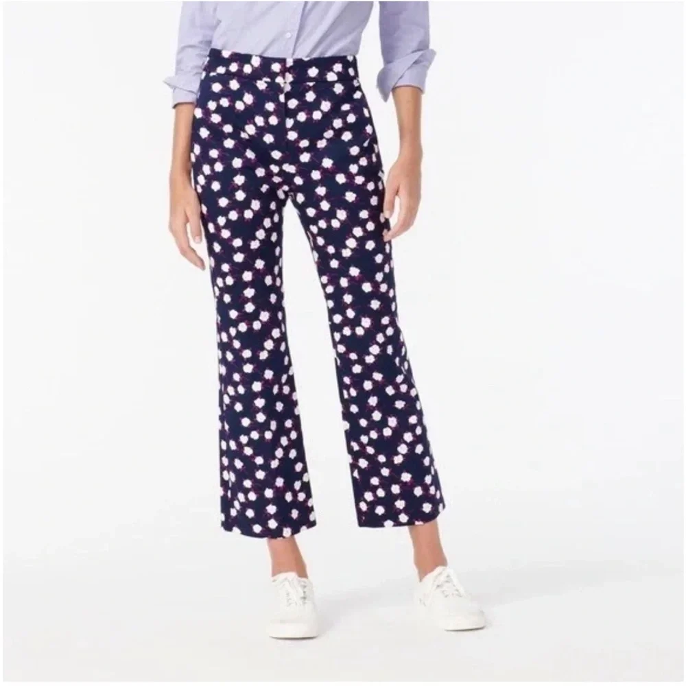 J. Crew Hayden Kickout Crop Blue Purple Floral Pants Size 4 tall NEW